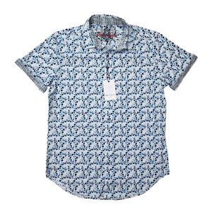 Robert Graham NWT Blue Skull Shirt Shortsleeve Button Small